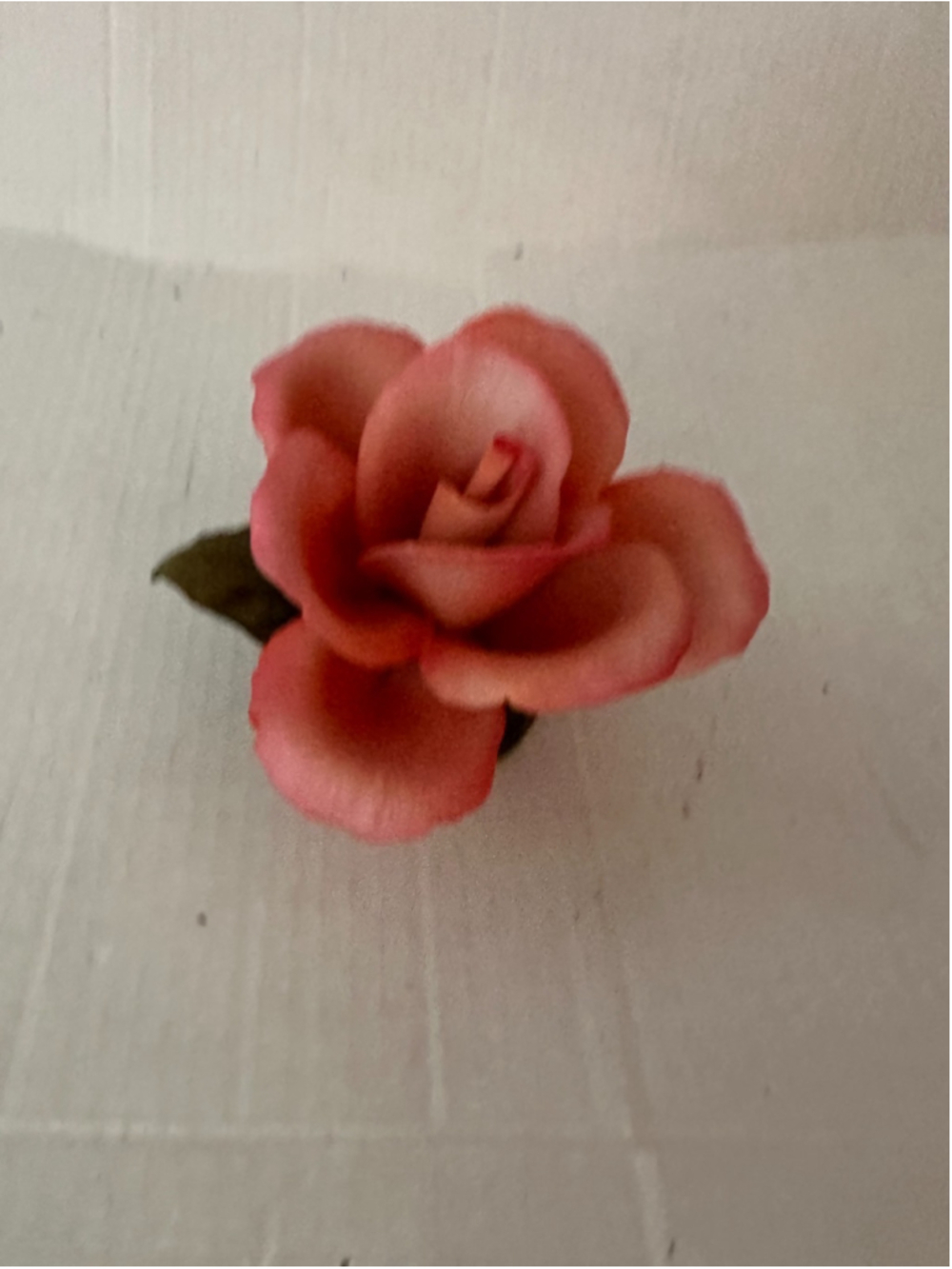 Capodimonte Style Porcelain Pink Rose Flower Figurine Napoleon Italy Small Florl
